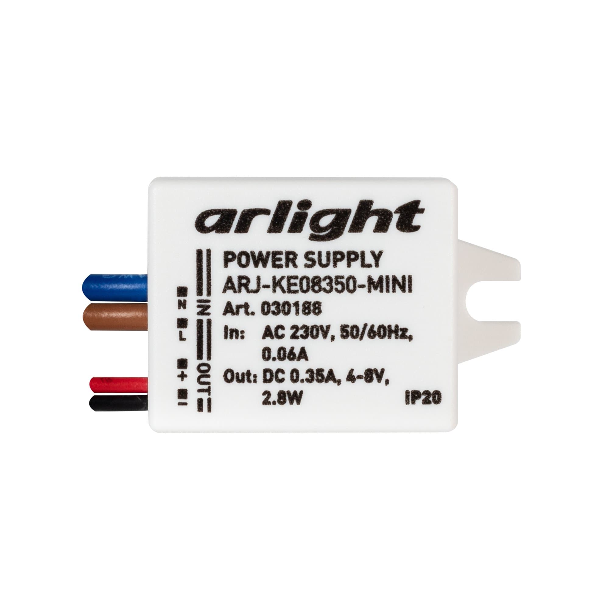 Arlight Блок питания ARJ-KE08350-MINI (2.8W, 350mA) (IP20 Пластик, 5 лет) 030188 — миниатюра 3