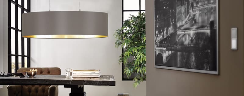 Eglo Подвес MASERLO, 2х60W (E27), 1000x250, никель матовый/текстиль, каппучино, золотой 31619 — миниатюра 2