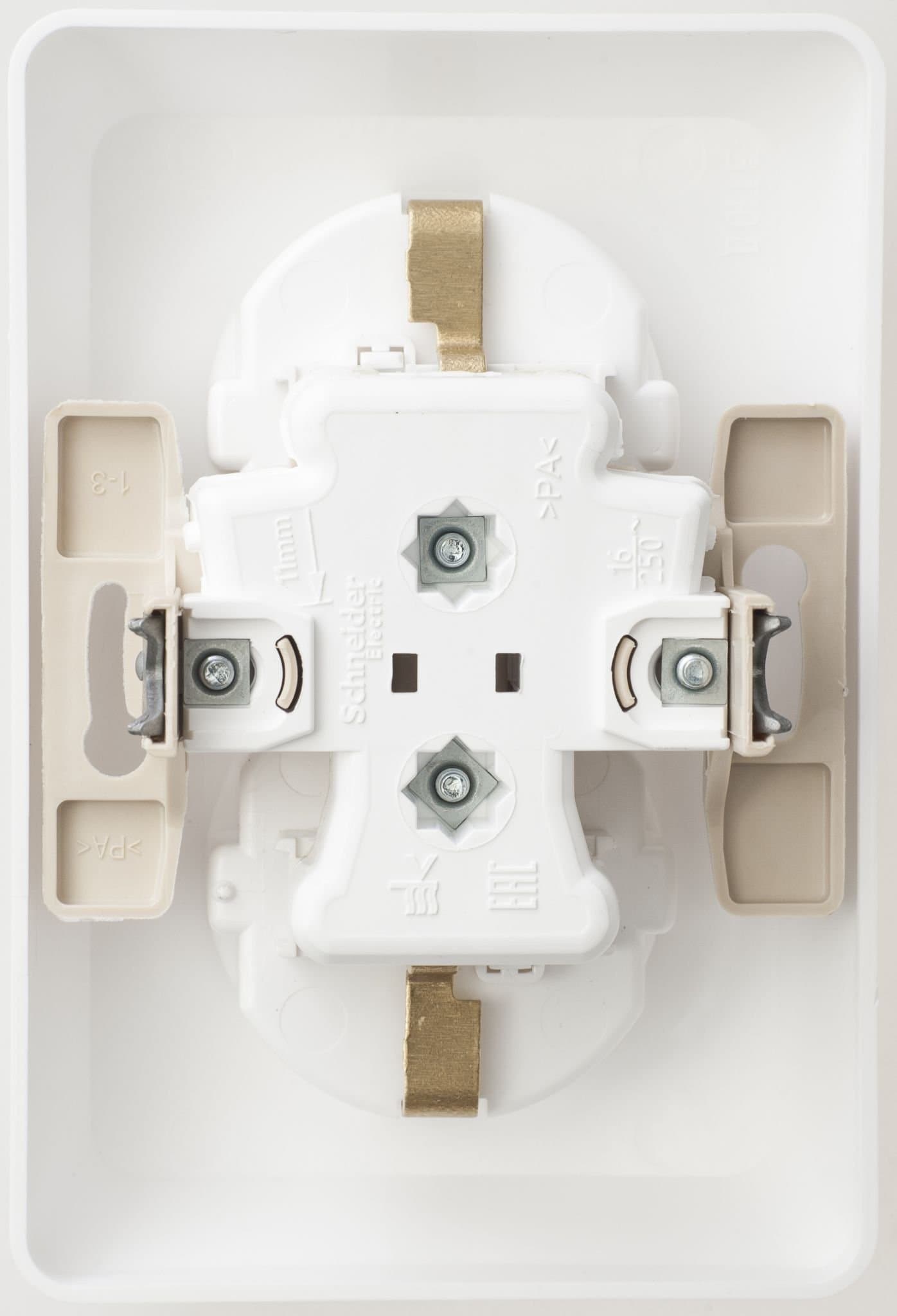 Systeme Electric Этюд Бел Розетка 2-ая с/з со шторками 16А 250B — миниатюра 2