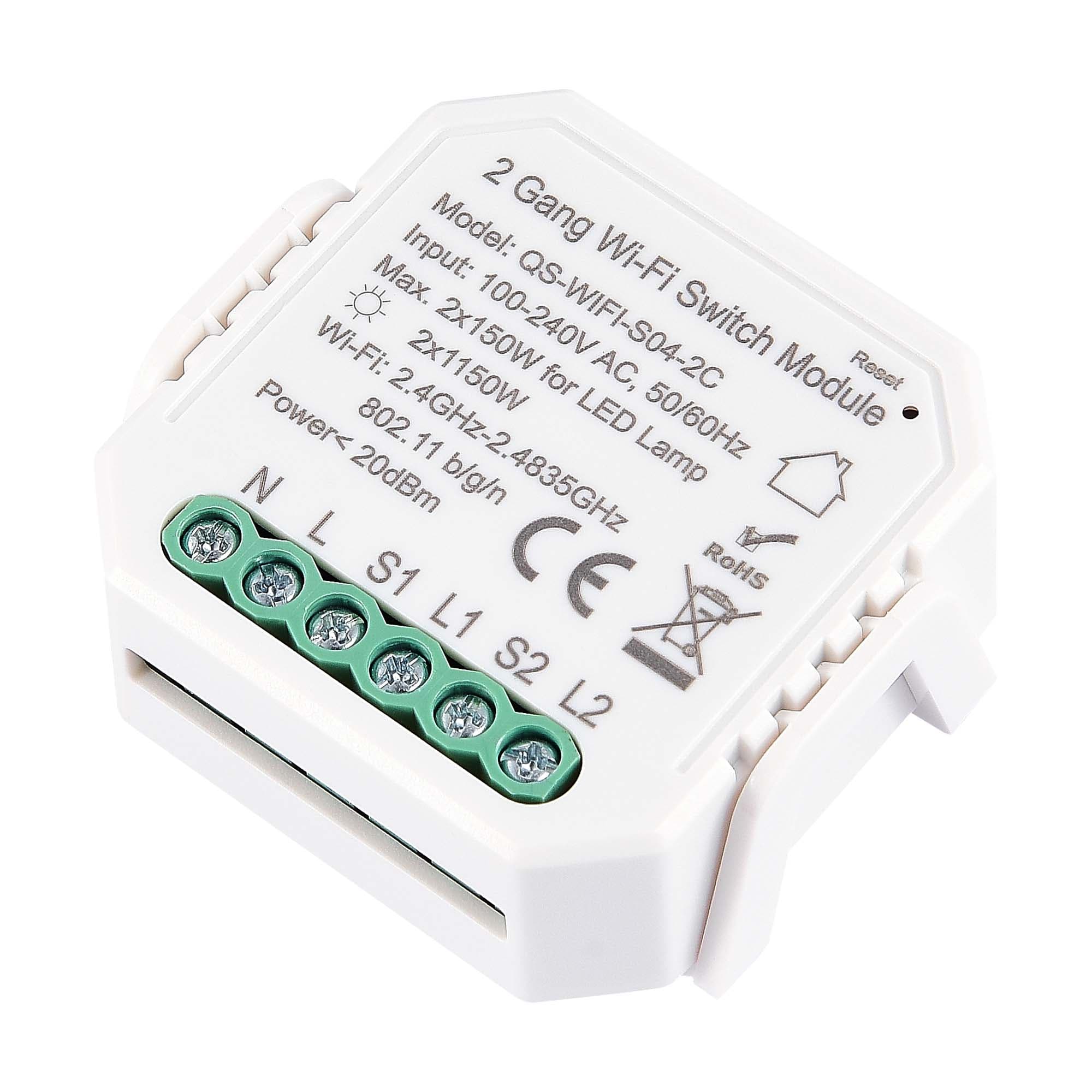 ST LUCE ST9000.500.02C WIFI реле 2 канала, 2х5A Белый - -*1 150W - Ra IP20 L46xW46xH18 100-240V