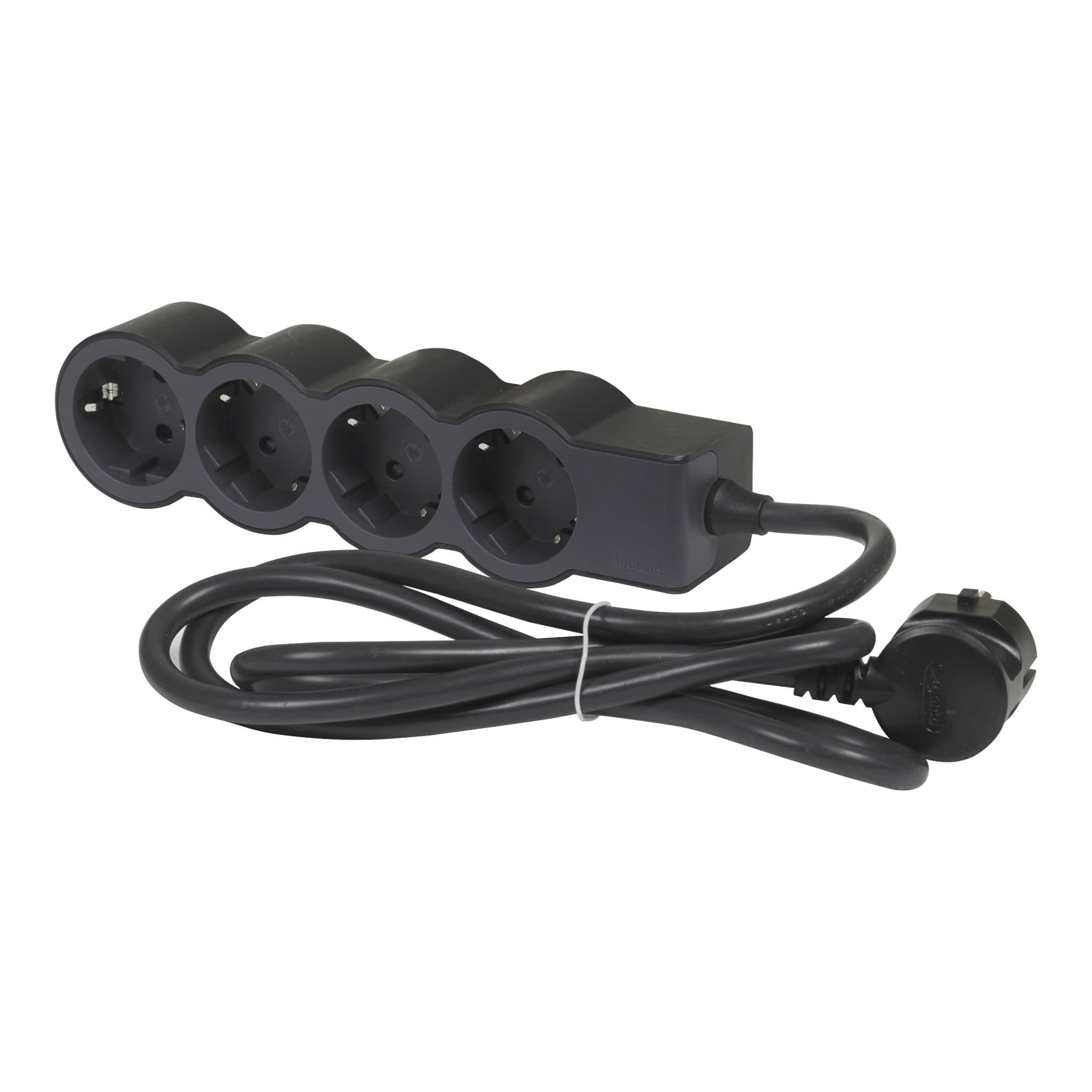Legrand Revolution Стандарт Черный Удлинитель 4x2К+З, кабель 1,5м 694553 — миниатюра 3