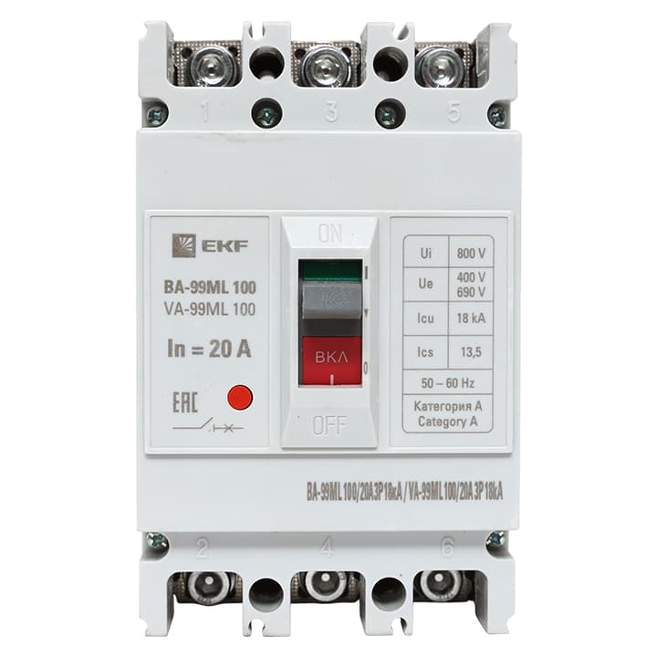 EKF Автоматический выключатель ВА-99МL 100/20А 3P 18кА Basic — миниатюра 2
