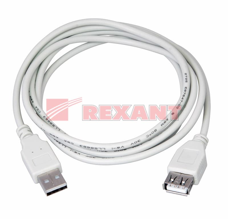 Шнур USB-А (male) - USB-A (female) 5M Rexant 18-1117 — миниатюра 2
