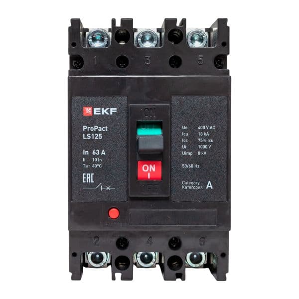 EKF Выключатель автоматический в литом корпусе ProPact LS125 63А 3P 18кА — миниатюра 7