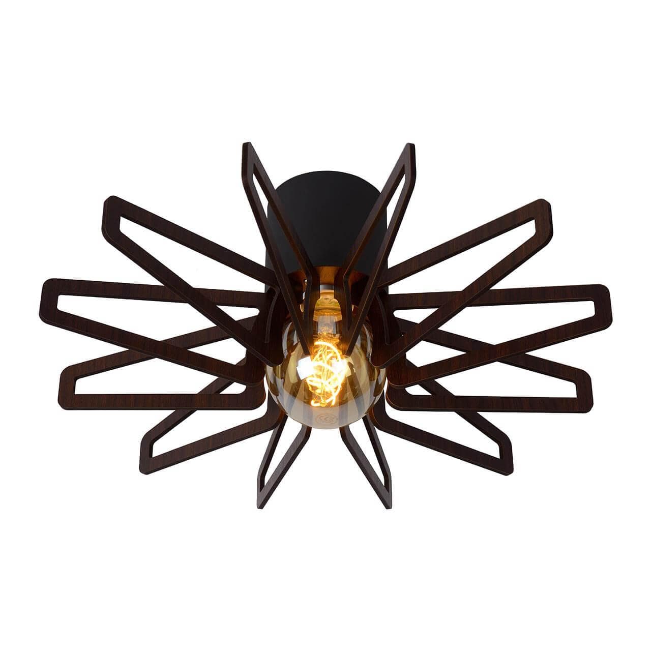 Lucide ZIDANE Светильник потолочный 77184/45/30 E27/15W Black/Dark wood — миниатюра 4