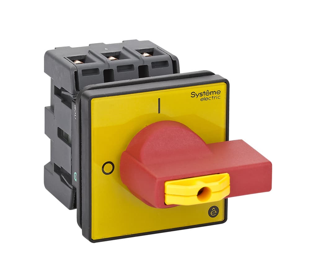 Systeme Electric Выключатель-разъединитель 3P 40A IP20 с красной рукояткой на дверцу 4 винта 1 замок