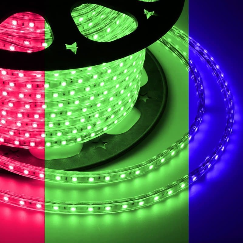 REXANT LED лента 220В, 13*8 мм, IP65, SMD 5050, 60 LED/m RGB 142-109 — миниатюра 1