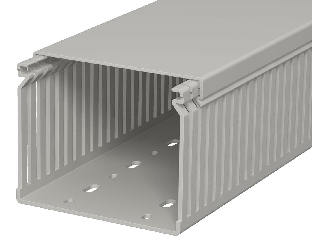 OBO Bettermann Кабель-канал перфорированный распределительный LK4 80x100x2400 мм (перфокороб) ПВХ, серый RAL7030 6179024 — миниатюра 1