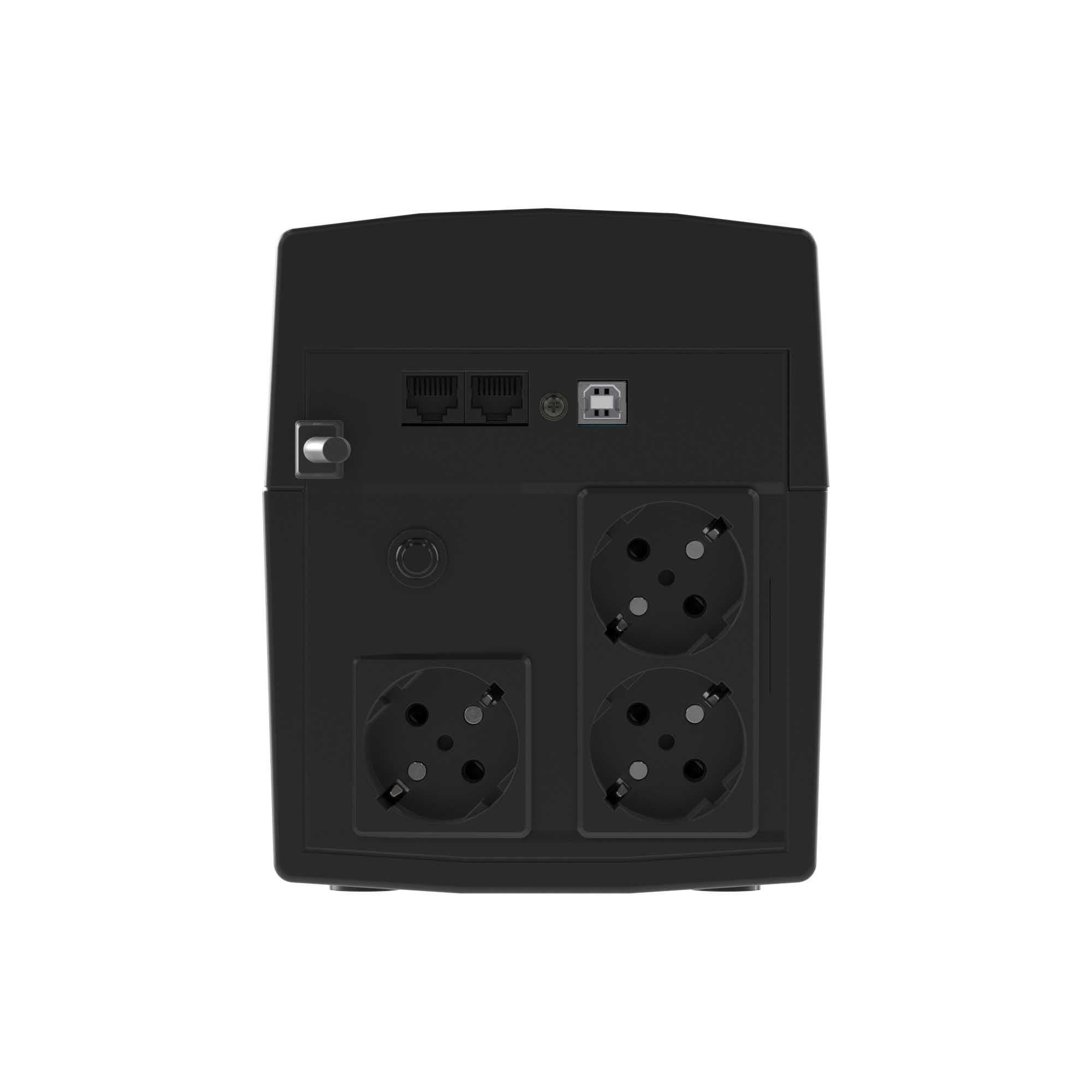 DKC Линейно-интерактивный ИБП ДКС серии Info LCD, 1500 ВА/900 Вт, 1/1, 3xSchuko, USB + RJ45, LCD, 2x8Aч — миниатюра 4