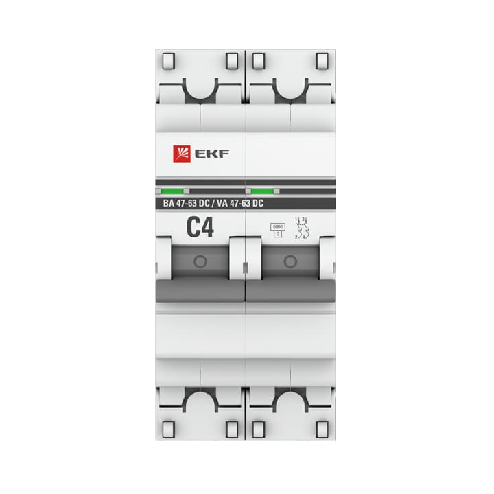 EKF PROxima Автоматический выключатель 2P 4А (C) 6кА ВА 47-63 DC mcb4763-DC-2-04C-pro — миниатюра 3