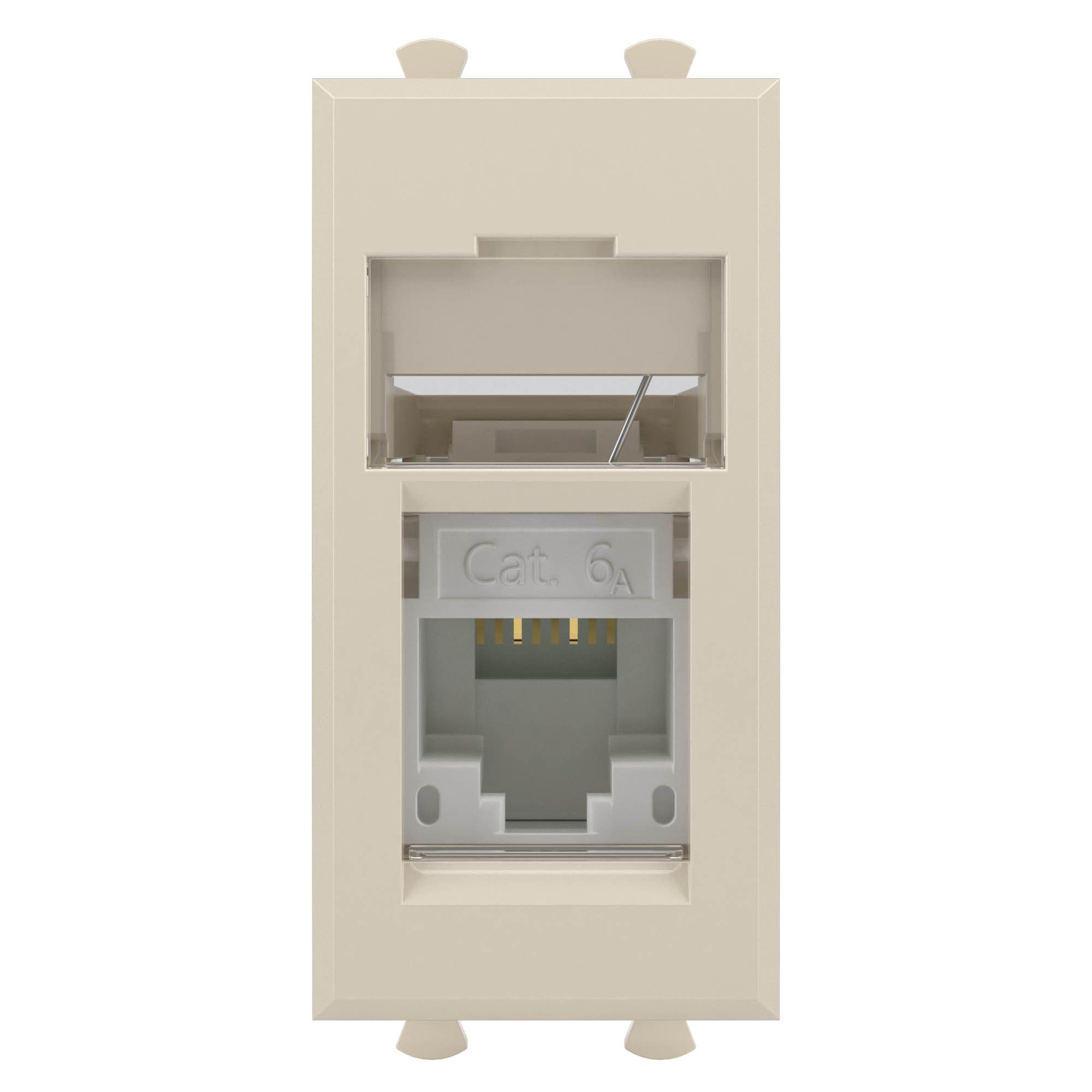 DKC Компьютерная розетка RJ-45 модульная, кат.6А, "Avanti", "Ванильная дымка", 1 модуль — миниатюра 2
