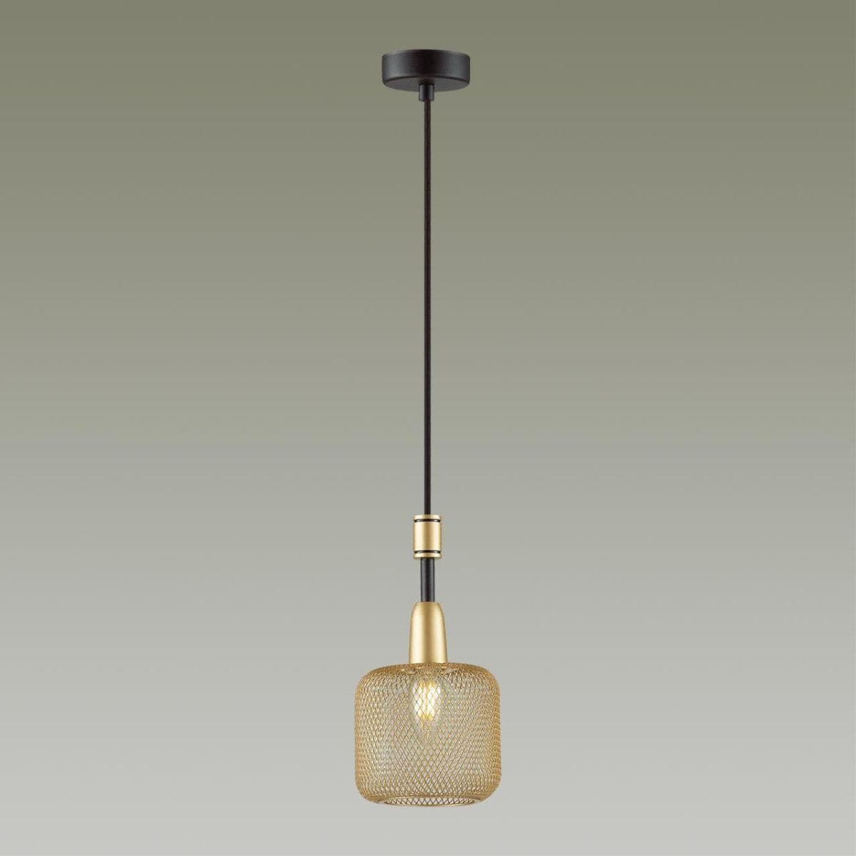 Odeon Light 4975/1 LOFT ODL22 475 черный/мат.золотой/металл.сетка Подвес E14 1*40W LECOLA — миниатюра 3