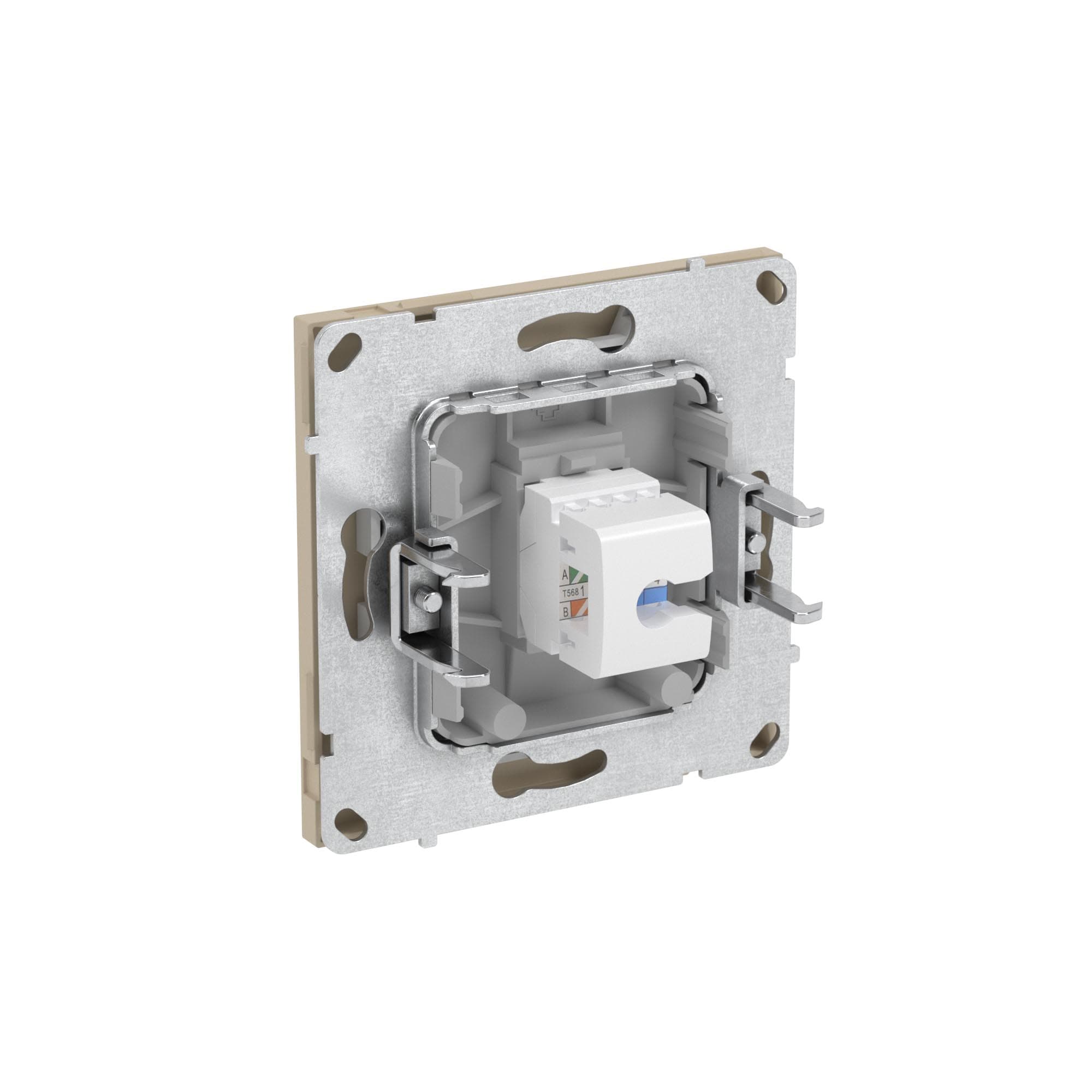 DKC KANT Компьютерная розетка RJ-45 без шторки, кат.5е одинарная, ванильный марципан — миниатюра 5