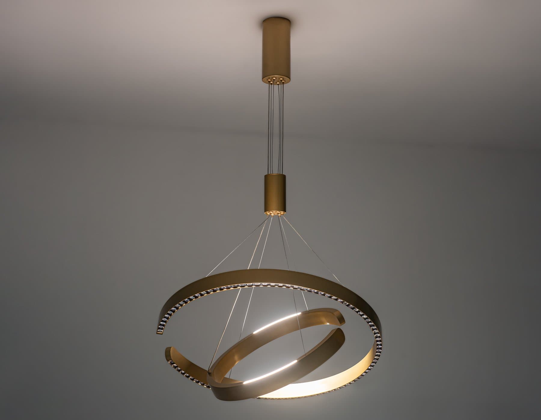 Ambrella Светильник подвесной светодиодный FL5885/2 GD золото 45W 3000K/4200K/6400K D600/400*1200 (без ПДУ) — миниатюра 3