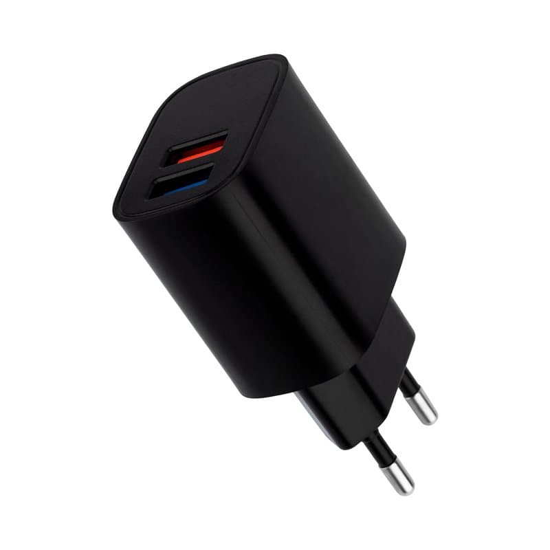 Сетевое зарядное устройство 2 x USB, 5V, 2.4 A, черное Rexant 16-0283