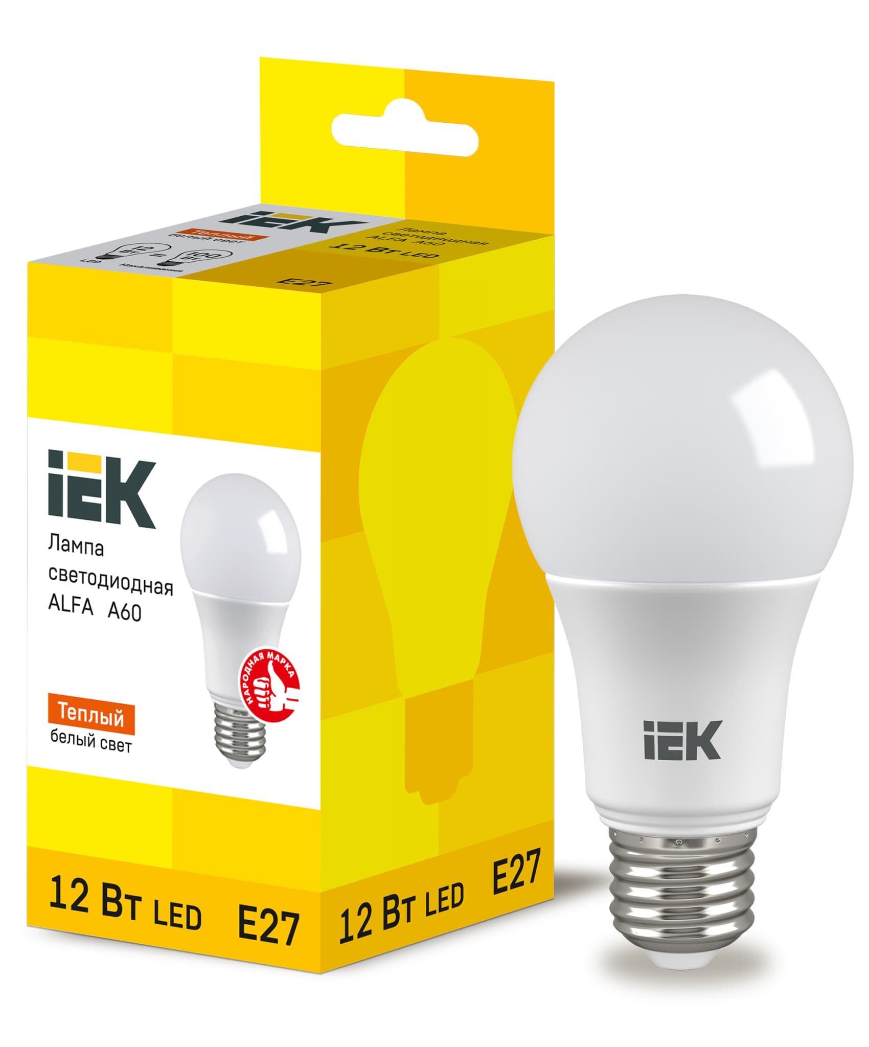 IEK Лампа LED ALFA A60 шар 12Вт 230В 3000К E27