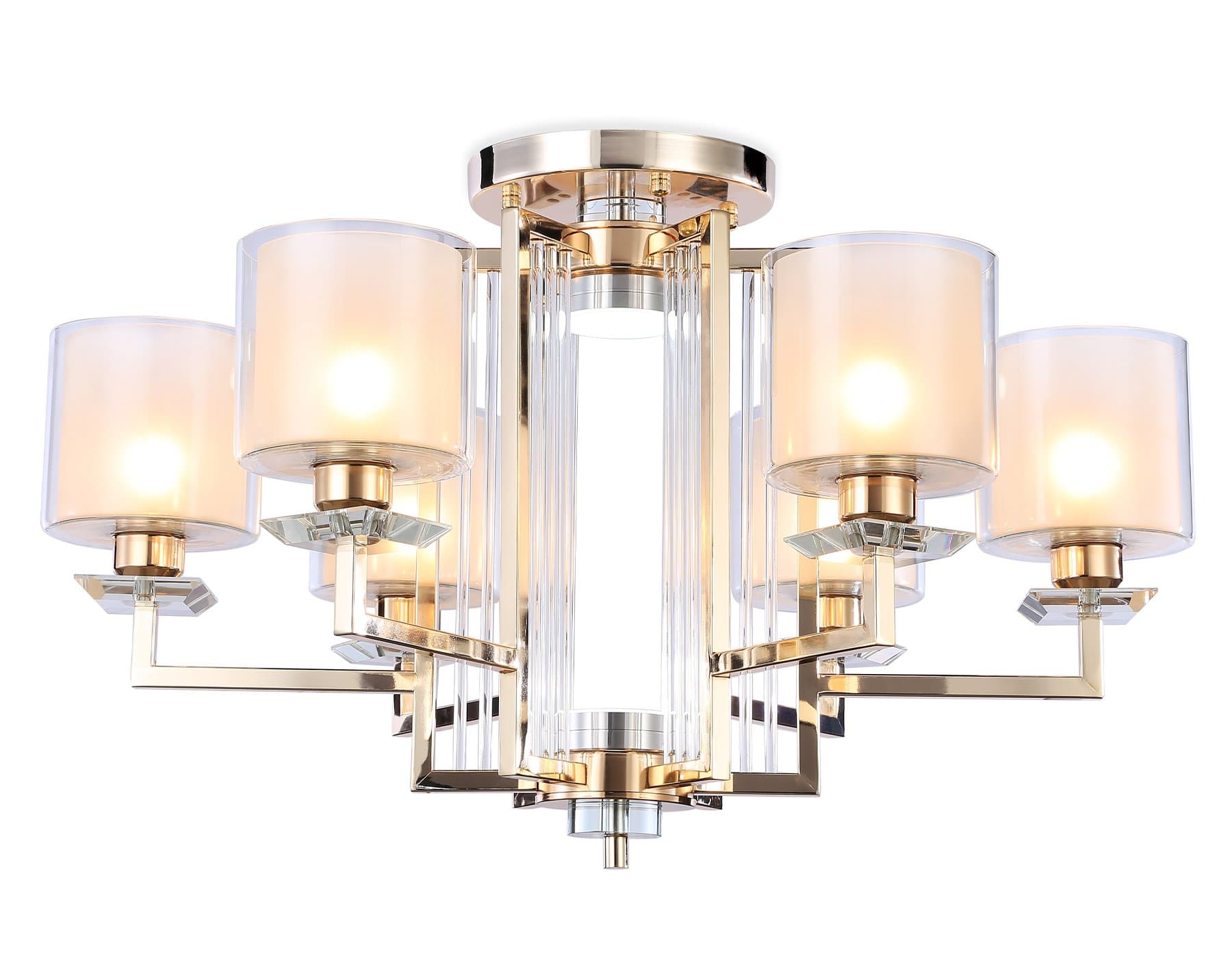 Ambrella Потолочная люстра TR4420/6 GD/CL/FR золото/прозрачный/белый матовый E27*6 max 40W D748*463 (лампы LED E27*6 10W 4200K в комплекте)
