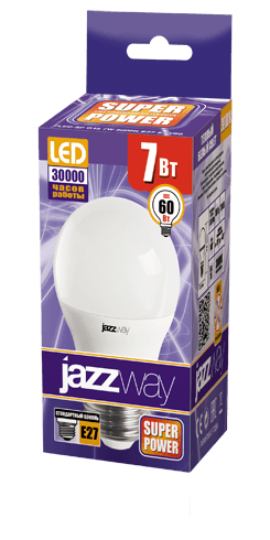 Jazzway Лампа светодиодная (LED) «шар» d45мм E27 180° 7Вт 220-240В матовая тепло-белая желтая 3000К .1027863-2 — миниатюра 2