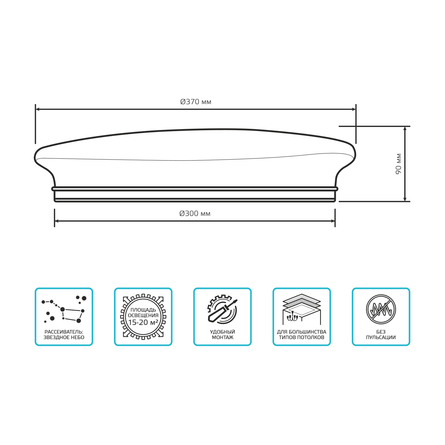 Gauss Светильник Basic Space Stone НПС 24W 2050lm 4000K  220-240V IP20 370*340*90 LED 1/20 995438224 — миниатюра 2