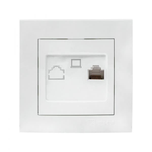 EKF PROxima Валенсия розетка компьютерная RJ-45 1-местная белая — миниатюра 1