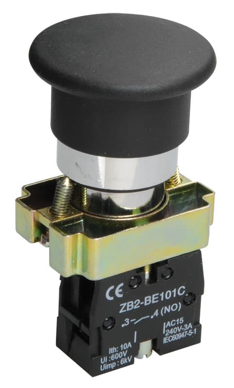 IEK LAY5 Кнопка управления LAY5-BC21 Грибок без подсветки черная 1з — миниатюра 1