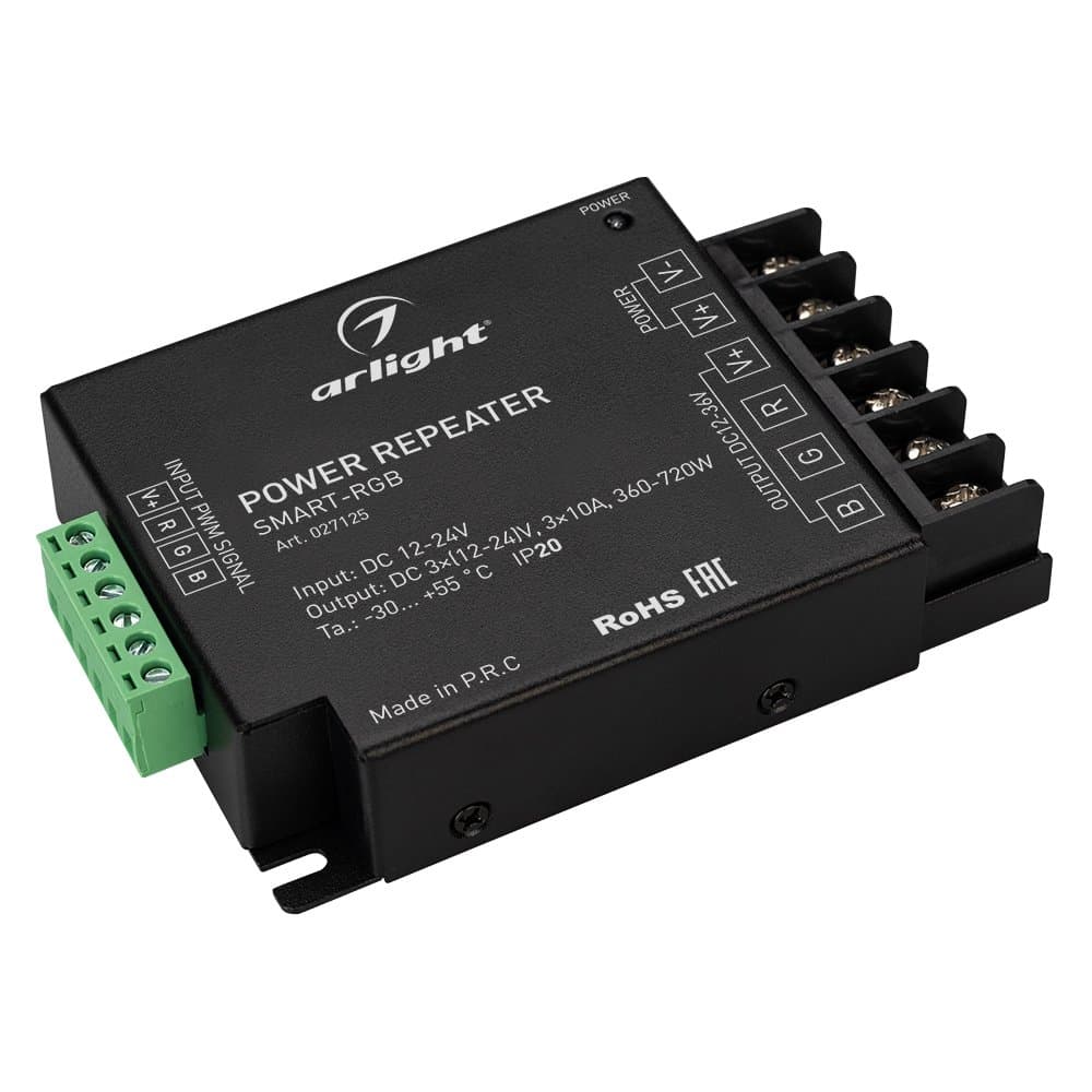 Arlight Усилитель SMART-RGB (12-24V, 3x10A) (IP20 Металл, 5 лет) 027125 — миниатюра 2