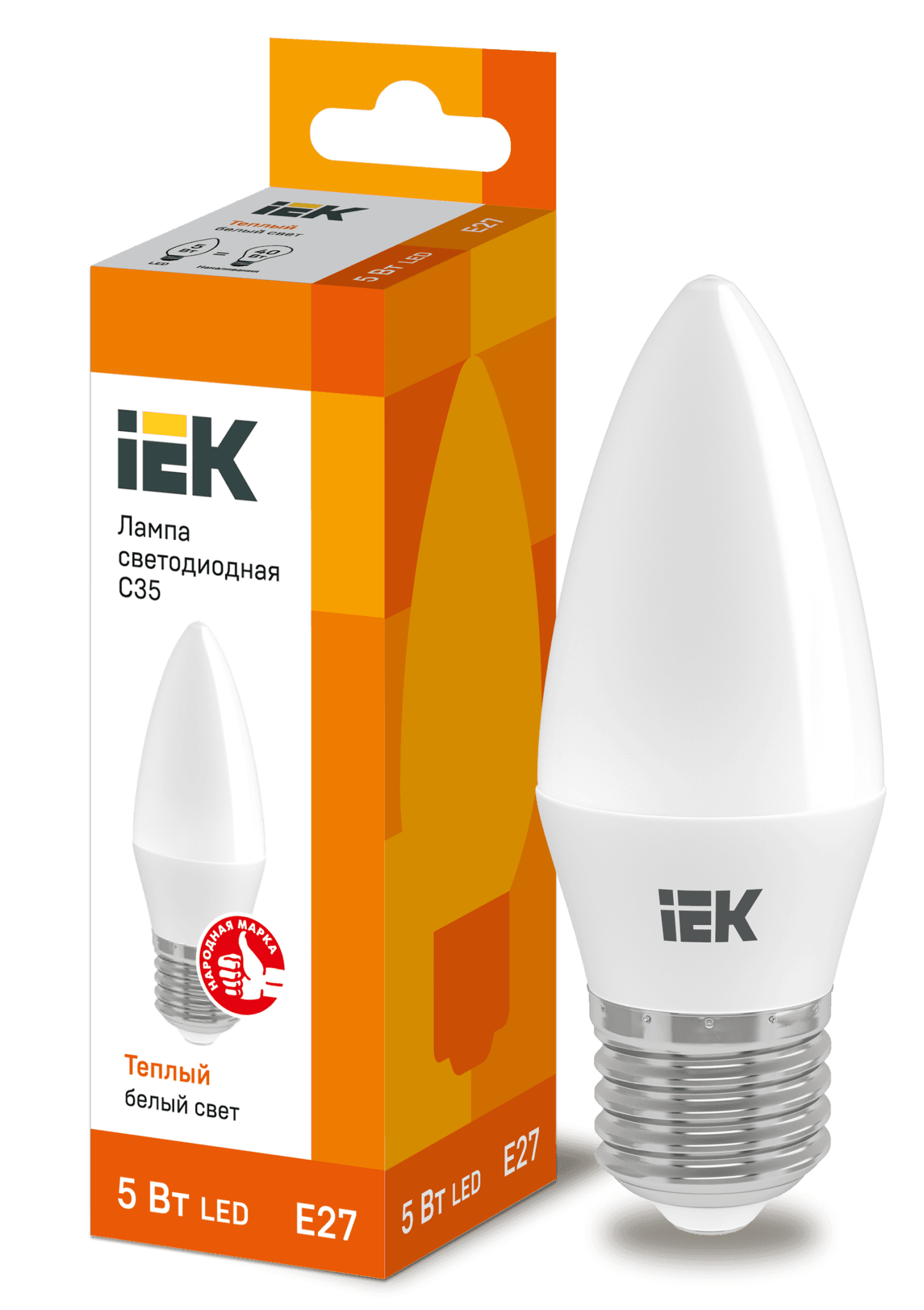 IEK Лампа светодиодная ECO C35 свеча 5Вт 230В 3000К E27 — миниатюра 2