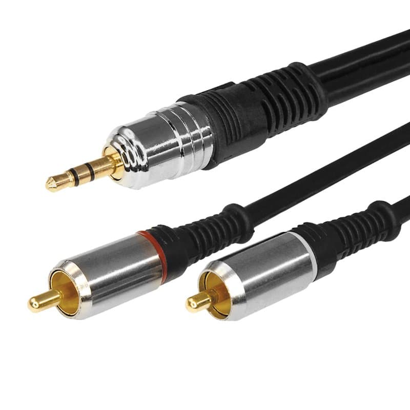 Шнур 3.5 Stereo шт - 2RCA шт 5М (GOLD) - металл Rexant 17-4225 — миниатюра 1