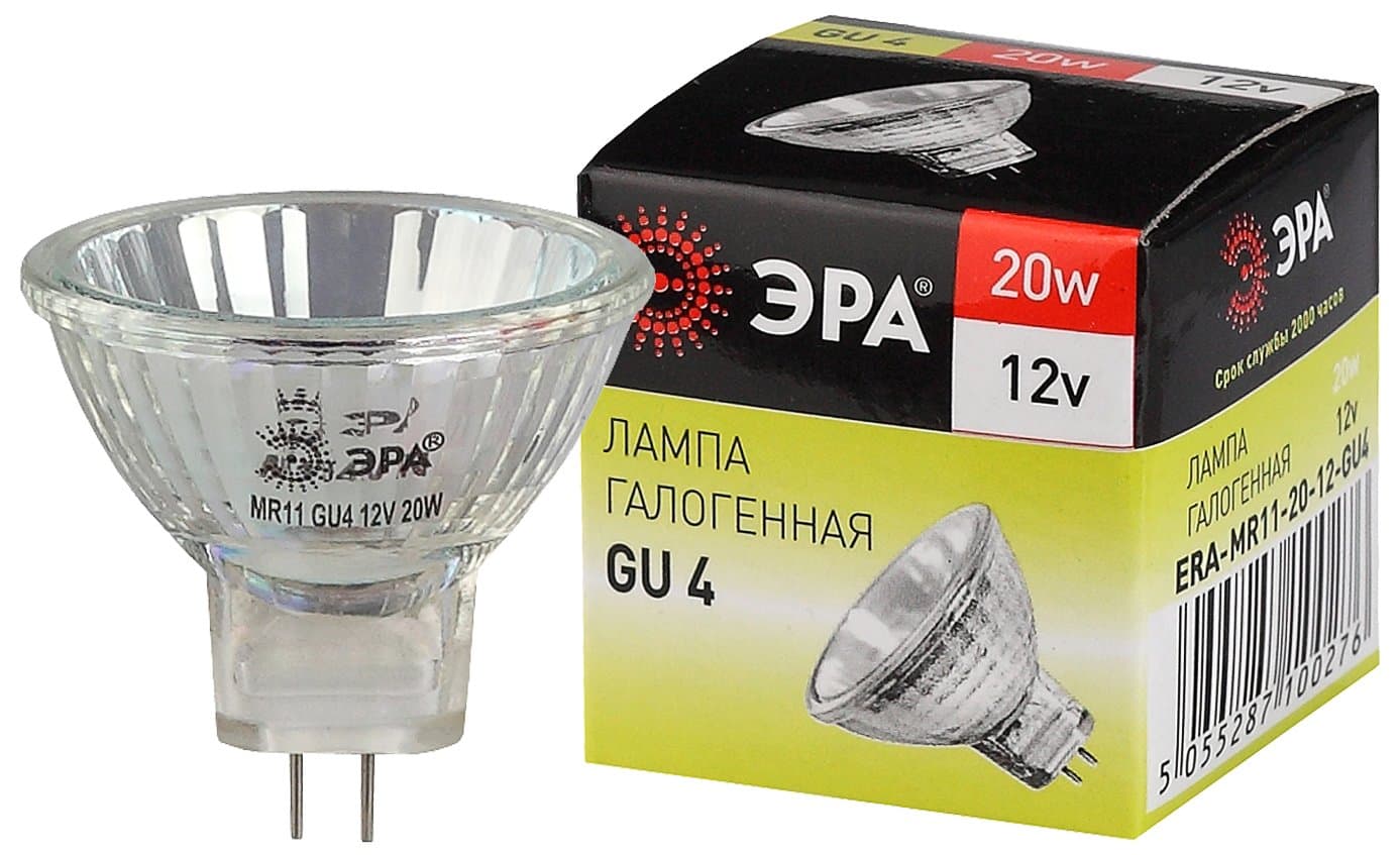 ЭРА GU4-MR11-20W-12V-30CL (галоген, софит, 20Вт, нейтр, GU4) — миниатюра 1