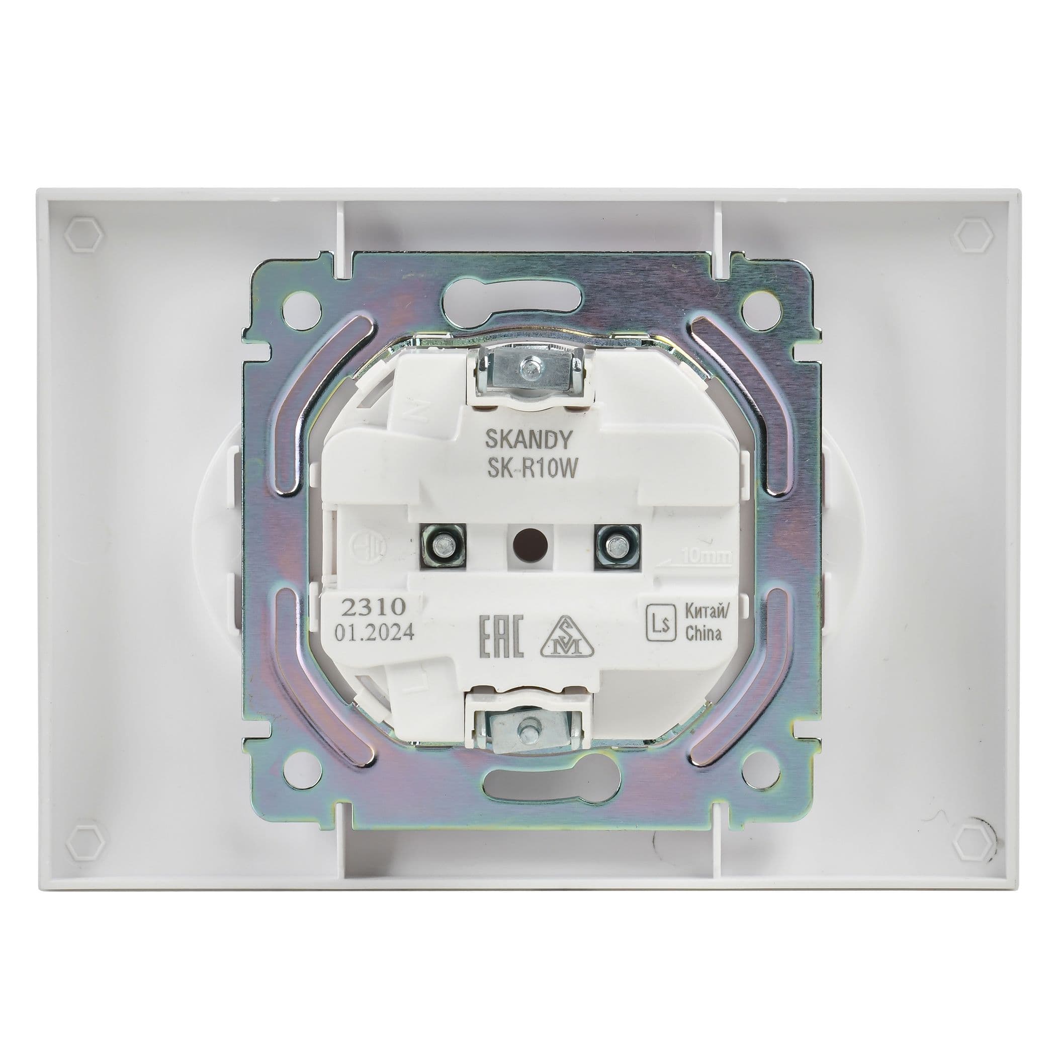IEK SKANDY Арктический белый Розетка 2-ая б/з 10А в сборе SK-R10W — миниатюра 5