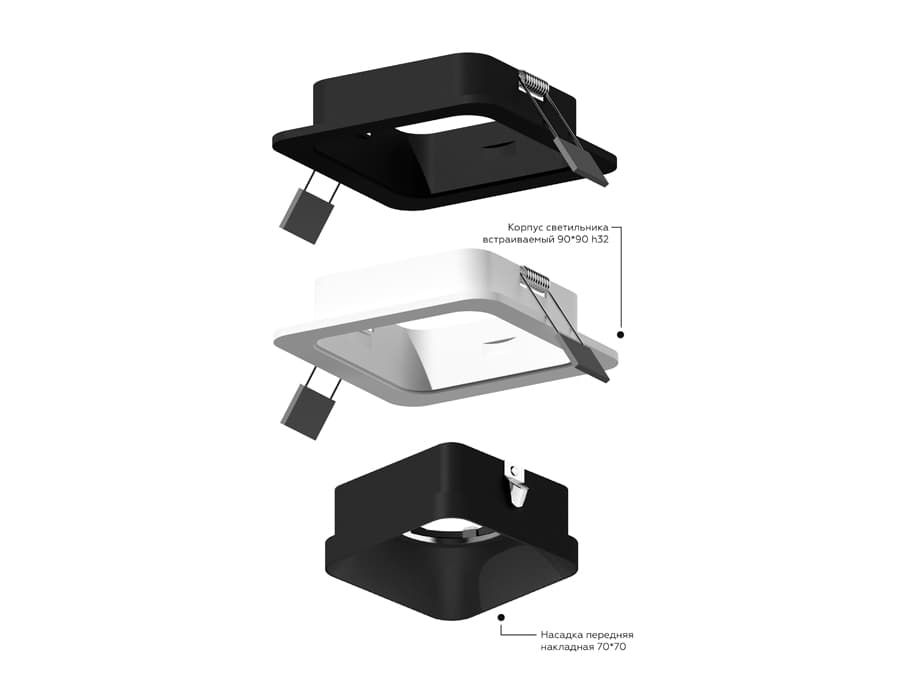 Ambrella Корпус светильника встраиваемый для насадок 70*70mm C7901 SWH белый песок 90*90*H32mm MR16 GU5.3 — миниатюра 3