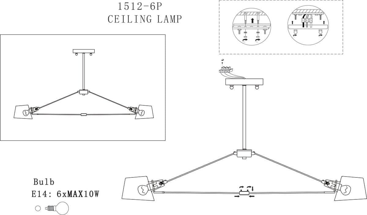 Favourite Eimer Черная Люстра 6*E14*40W 1512-6P — миниатюра 2