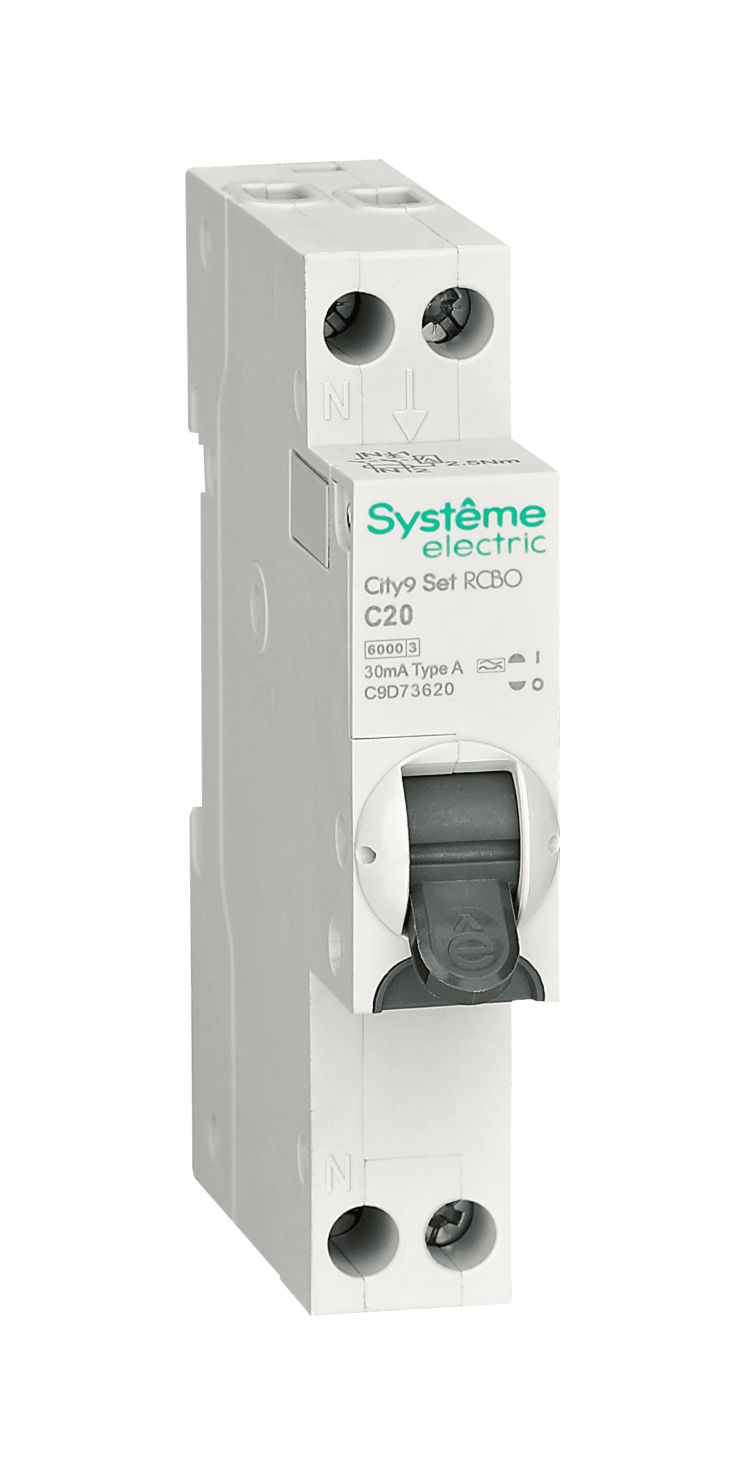 Systeme Electric City9 АВДТ 1П+Н C20 6000A 30мА A 18мм