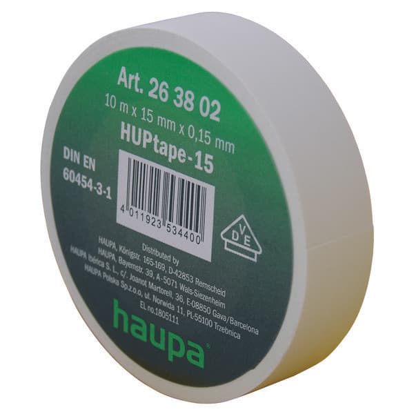 Haupa Изолента ПВХ, цвет белый, шир. 15мм, длина 10 м, d 60 мм 263802