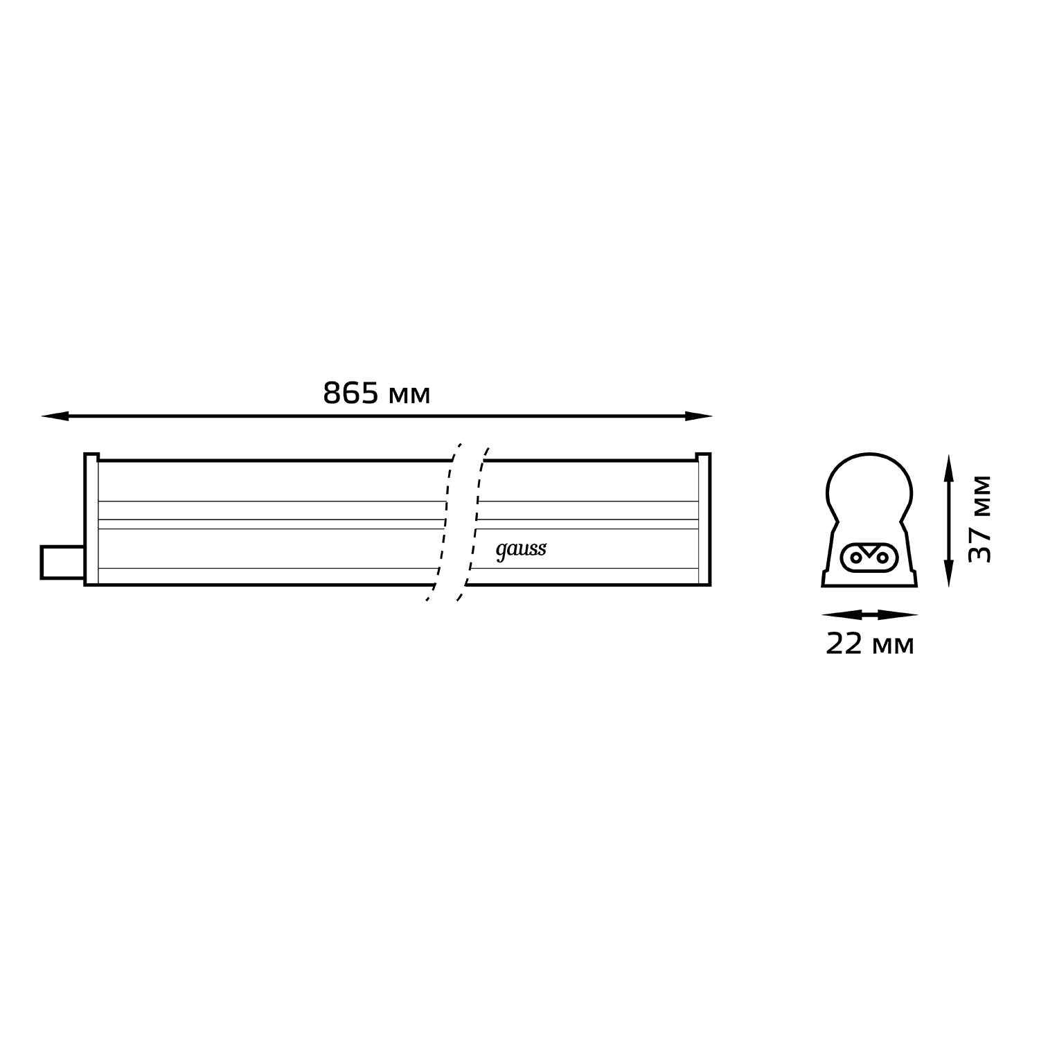 Gauss Светильник TL линейный 12W 1000lm 3000K IP20 865х22х37 (к.п. 1м, Коннект2шт, креп 1шт) LED 5 130511112 — миниатюра 2