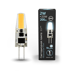 Gauss Лампа G4 AC220-240V 2W 200lm 4100K силикон LED 107707202