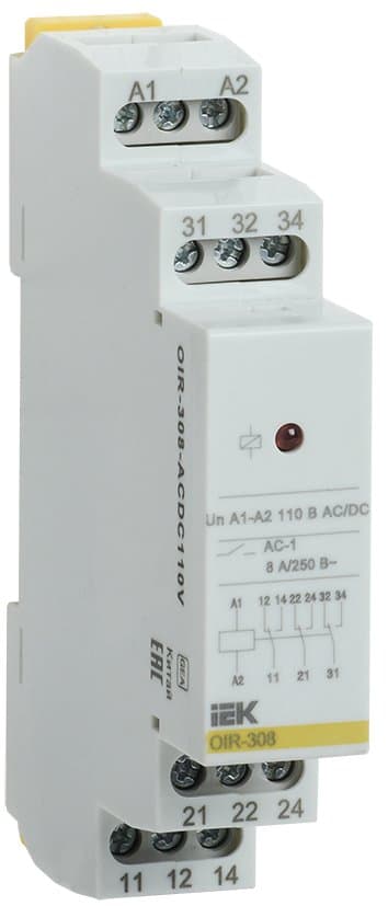 IEK ONI Промежуточное реле OIR 3 контакта (8А) 110В AC/DC