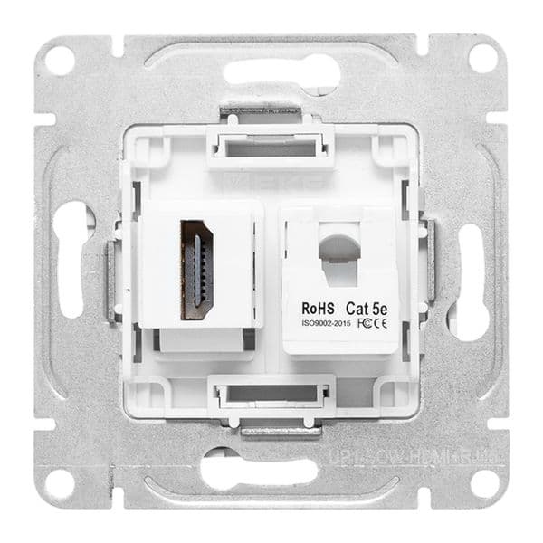 EKF Механизм розетки HDMI+RJ45 (cat5), белый Эпика — миниатюра 7
