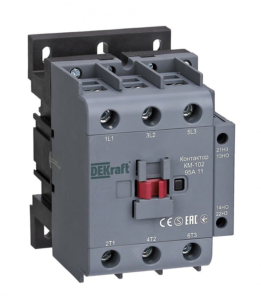 Dekraft Контактор 95А 230В АС3 АС4 1НО+1НЗ КМ-102