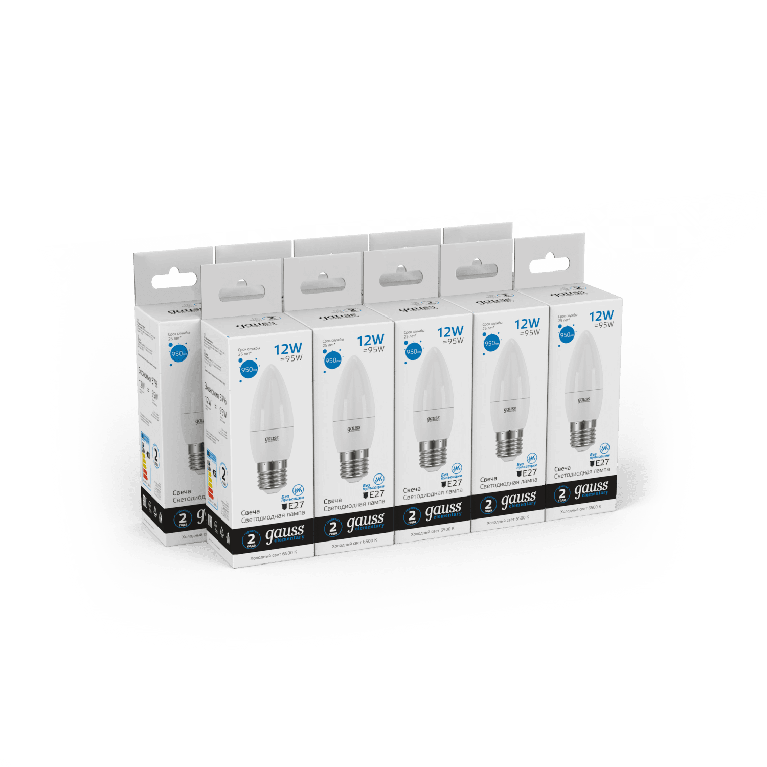 Gauss Лампа Elementary Свеча 12W 950lm 6500K E27 LED 30232 — миниатюра 4