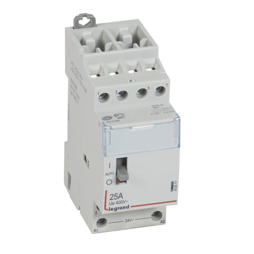 Legrand CX3 Контактор 24V 4НО 25А с руч.уп. 412517