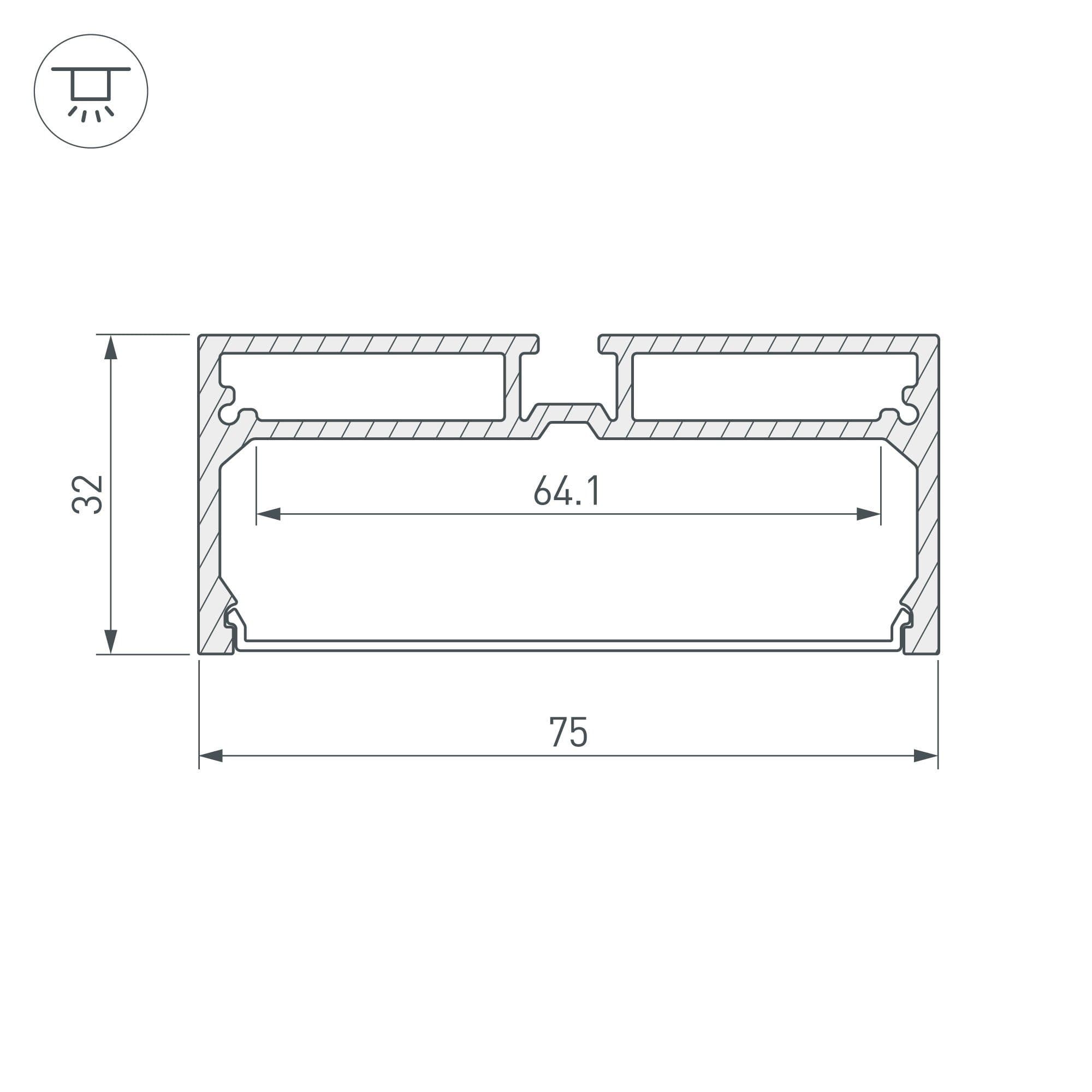 Arlight Профиль с экраном SL-LINE-7532-2000 ANOD (Алюминий) 028033 — миниатюра 2
