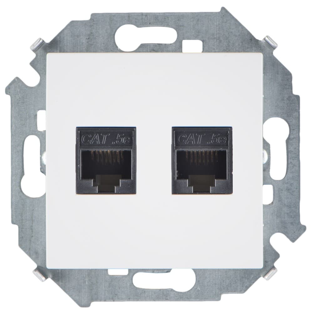 Simon 15 Белая Розетка компьютерная двойная 2xRJ45 кат.5e (AMP) 1591552-030