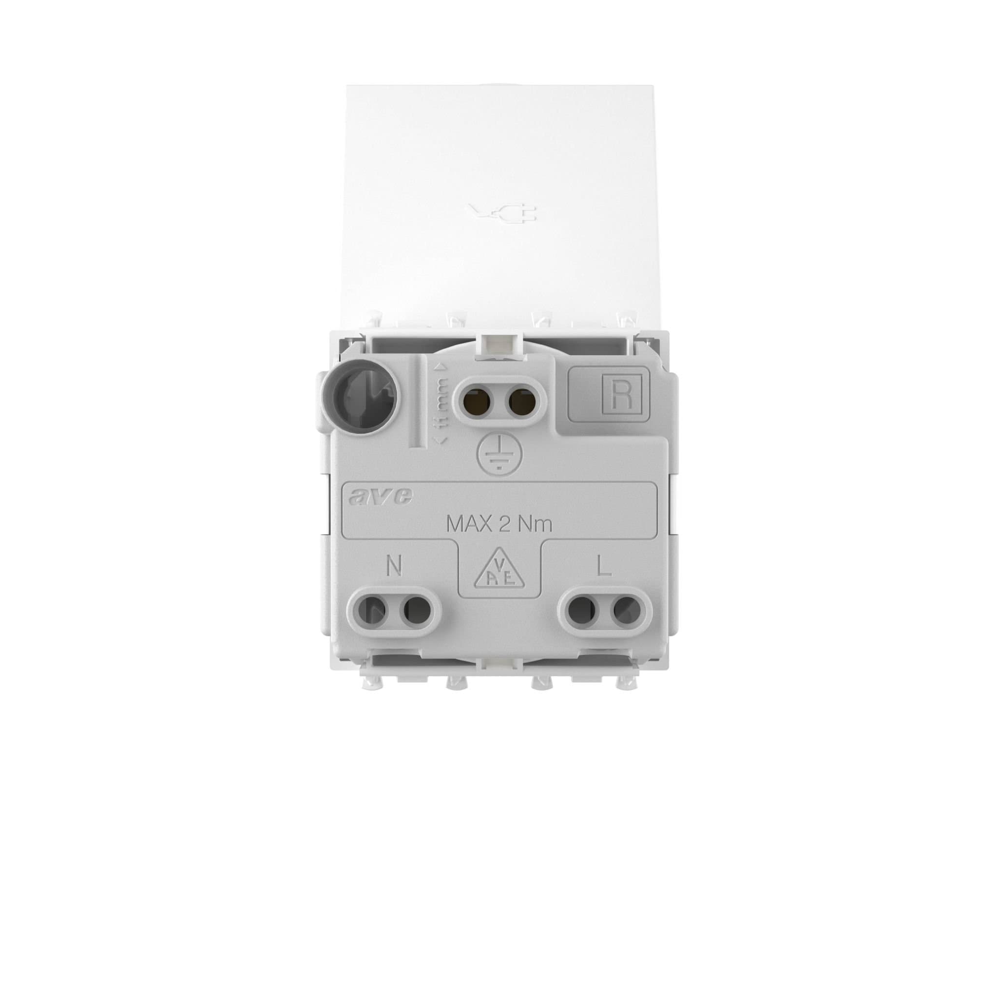 DKC Розетка с крышкой модульная, 2P+E, с з/ш, "Avanti", "Белое облако", 2 модуля — миниатюра 3