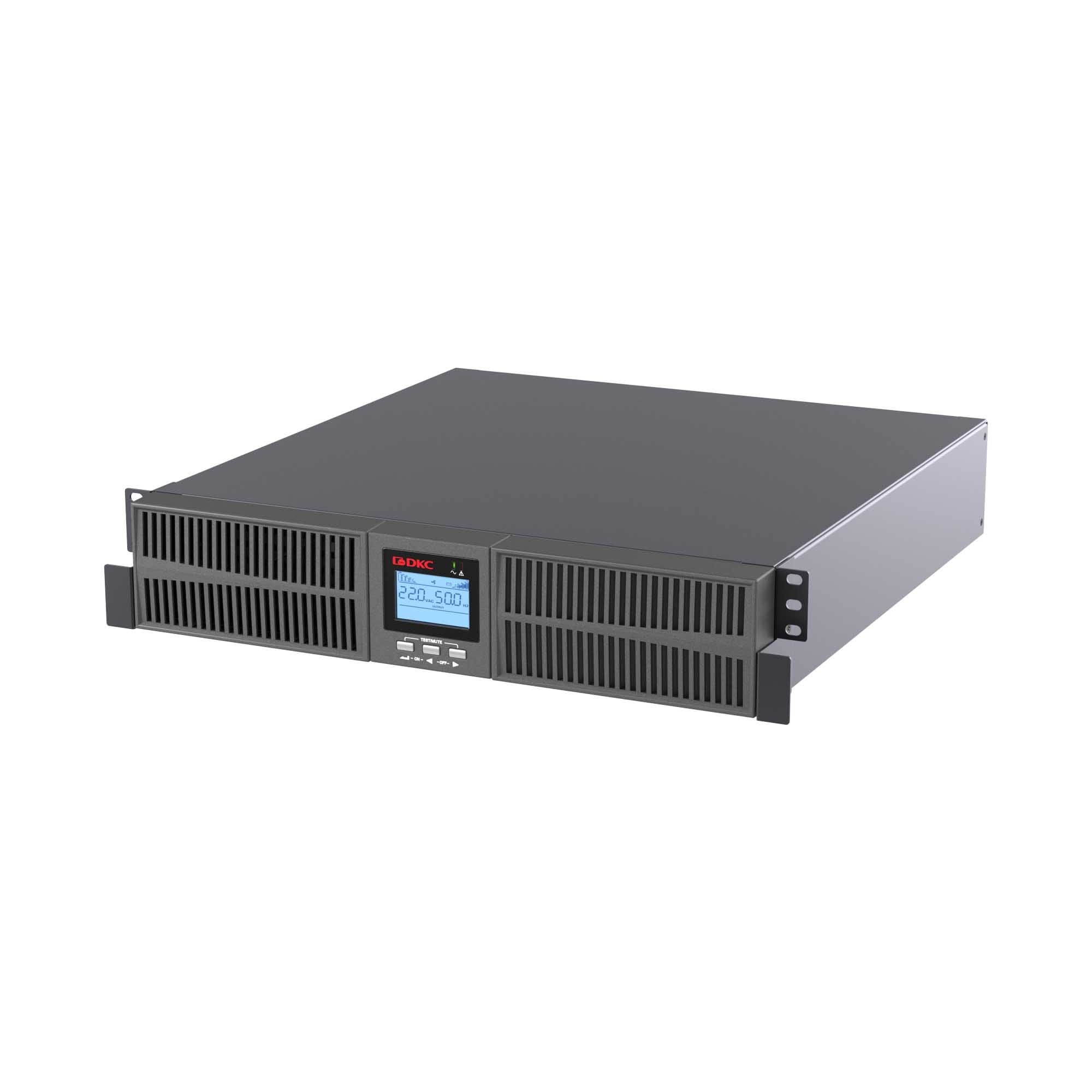 DKC Онлайн ИБП ДКС серии Small Rackmount, 1000 ВА/900 Вт, 1/1, 6xIEC C13,EPO, USB, RS-232, RJ45, Rack 2U, без АКБ, 9Ач — миниатюра 1