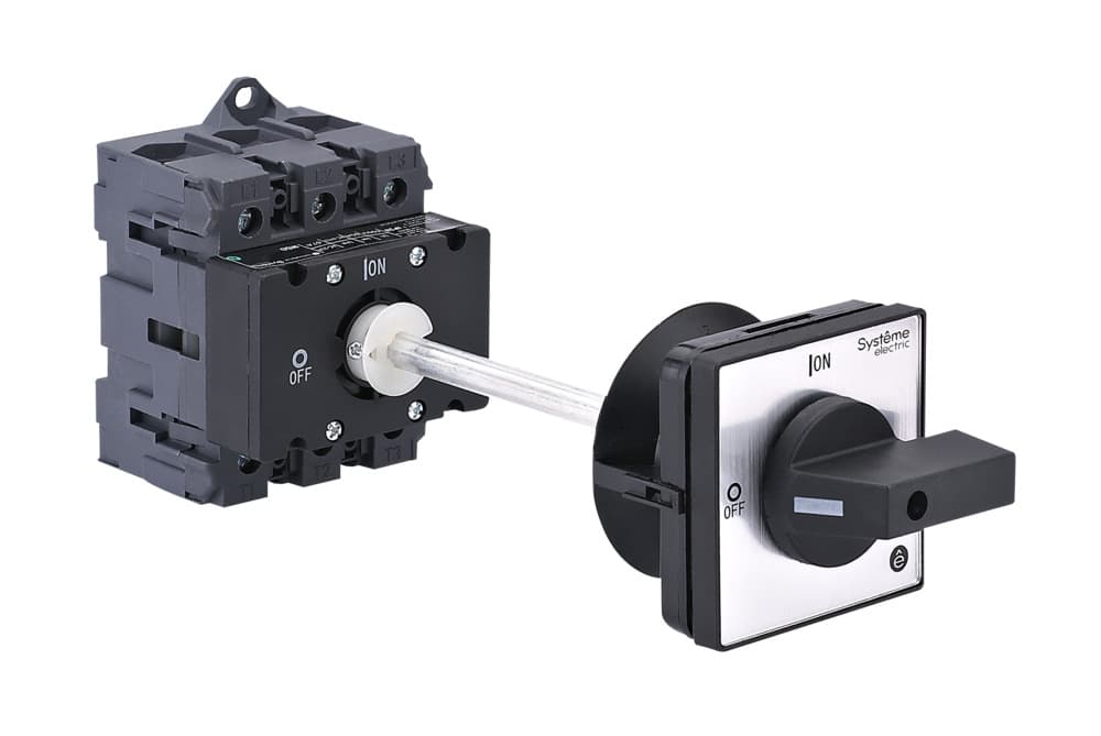 Systeme Electric Выключатель-разъединитель 3P 100A IP20 с чёрной выносной рукояткой на дин-рейке/плате