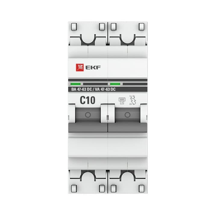 EKF PROxima Автоматический выключатель 2P 10А (C) 6кА ВА 47-63 DC mcb4763-DC-2-10C-pro — миниатюра 3