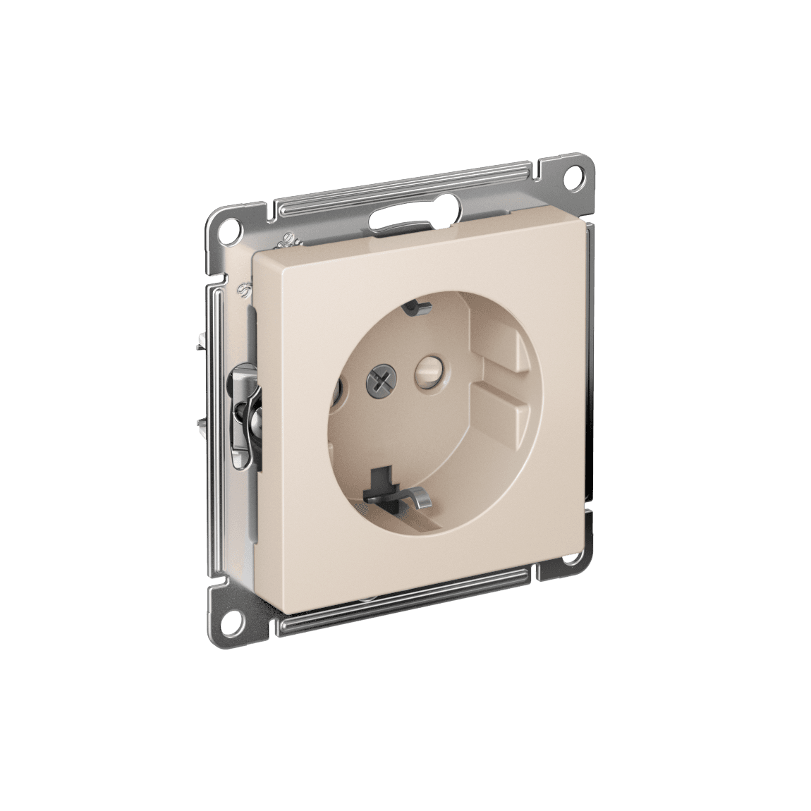 Systeme Electric AtlasDesign Бежевый Розетка с заземлением со шторками, 16А, мех., быстрозажим. клем.