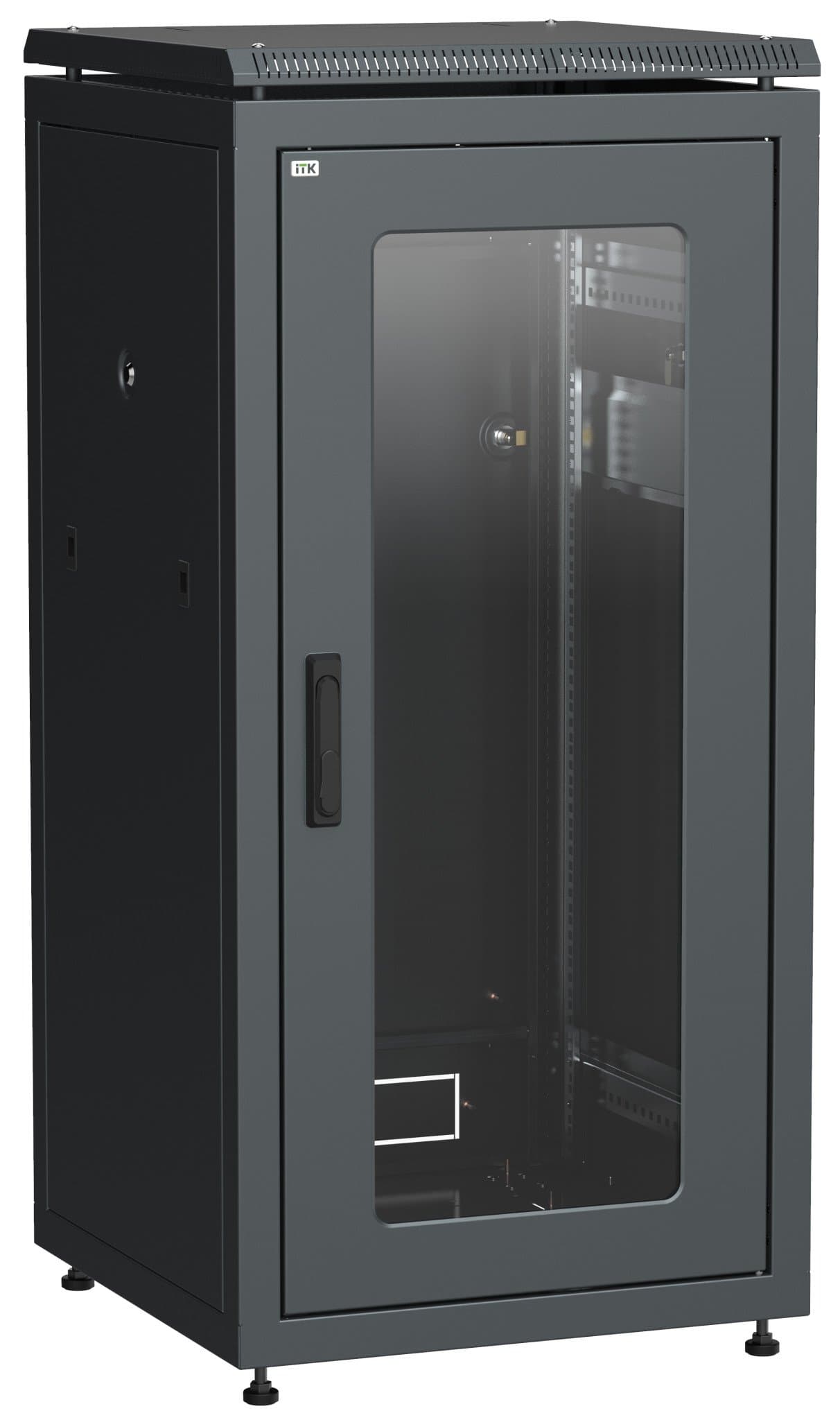 IEK LINEA N ITK Шкаф сетевой 19" LINEA N 24U 600х800 мм стеклянная передняя дверь черный LN05-24U68-G