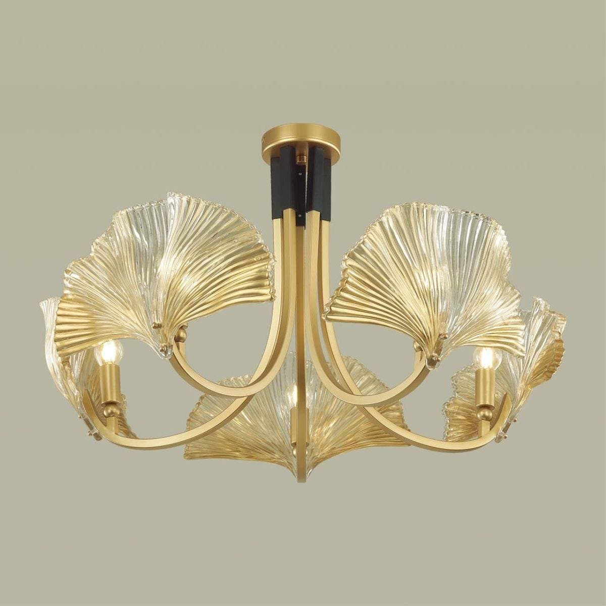 Odeon Light 4870/5 HALL ODL_EX22 13 золотой/черный/стекло Люстра E14 5*40W VENTAGLIO — миниатюра 4